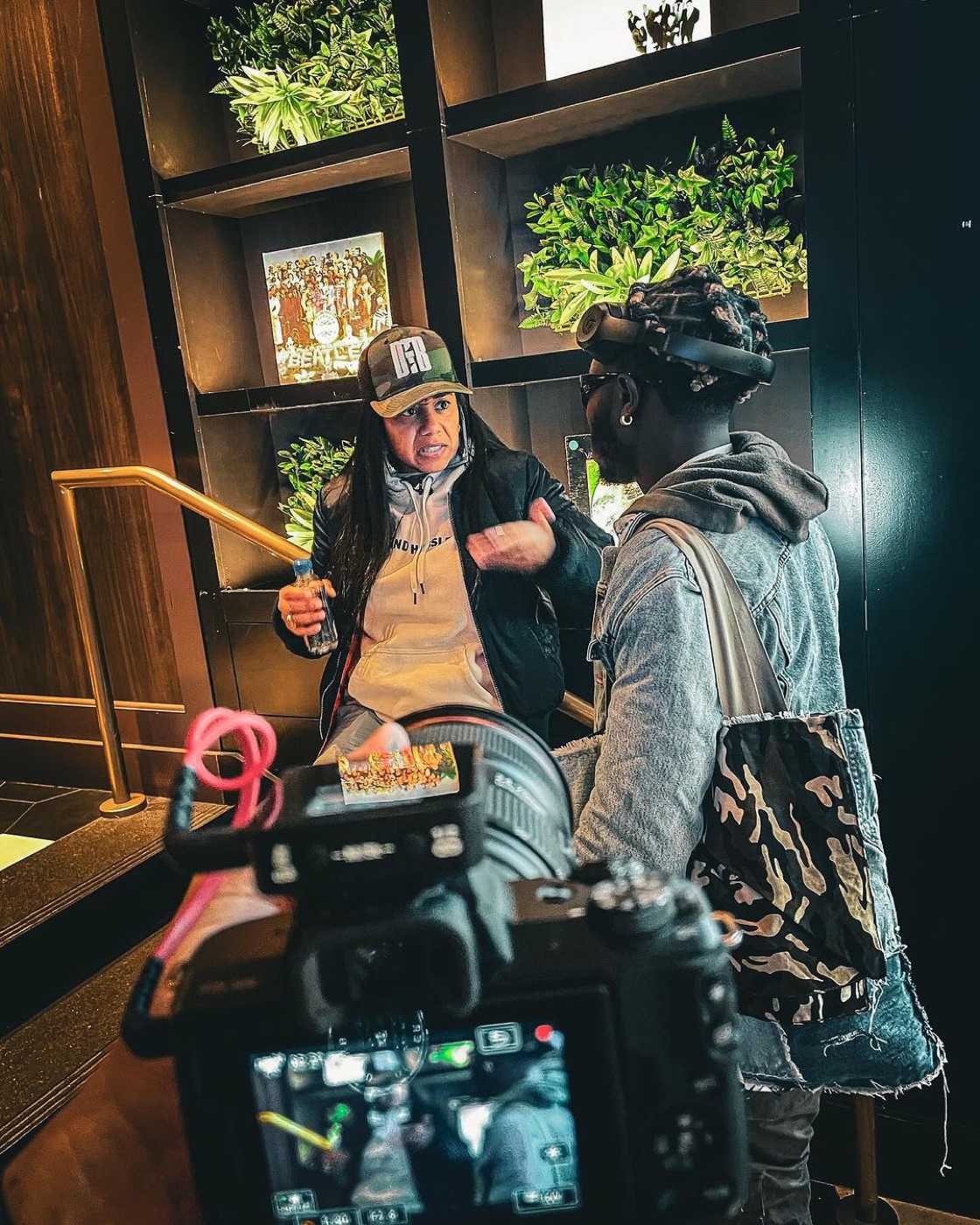 Nicky Saunders working behind the scenes during a filmed conversation